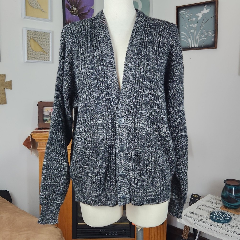 Saturdays Black White Cardigan Sweater Size M